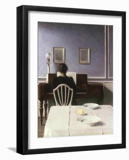 Interior with a Girl at the Clavier, 1901-Vilhelm Hammershoi-Framed Giclee Print