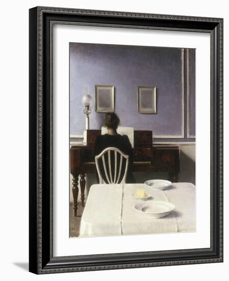 Interior with a Girl at the Clavier, 1901-Vilhelm Hammershoi-Framed Giclee Print