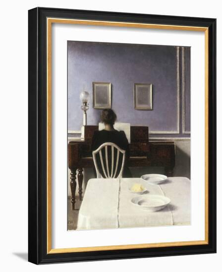 Interior with a Girl at the Clavier, 1901-Vilhelm Hammershoi-Framed Giclee Print