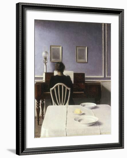 Interior with a Girl at the Clavier, 1901-Vilhelm Hammershoi-Framed Giclee Print