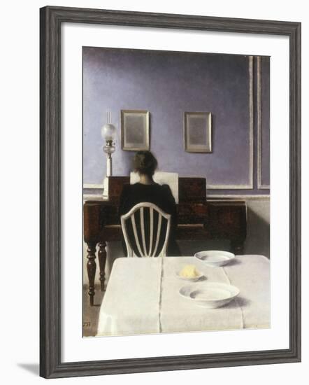 Interior with a Girl at the Clavier, 1901-Vilhelm Hammershoi-Framed Giclee Print