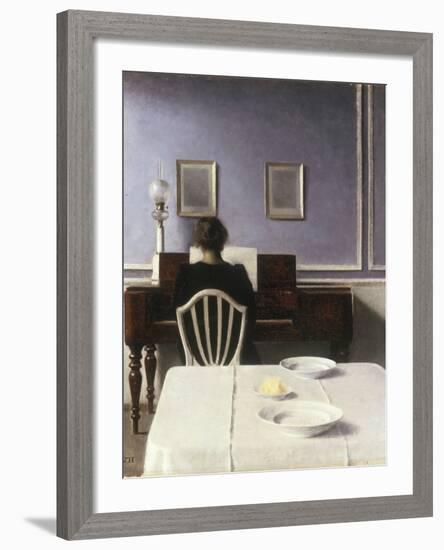 Interior with a Girl at the Clavier, 1901-Vilhelm Hammershoi-Framed Giclee Print