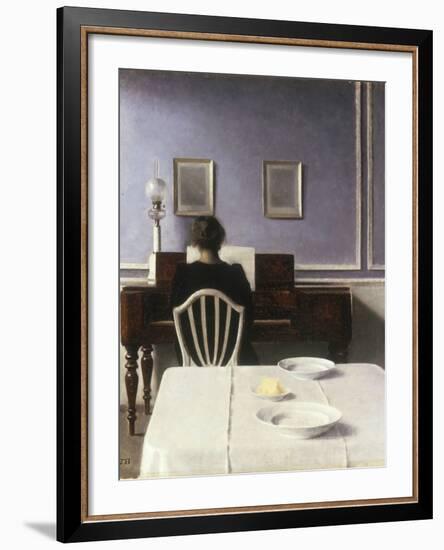 Interior with a Girl at the Clavier, 1901-Vilhelm Hammershoi-Framed Giclee Print