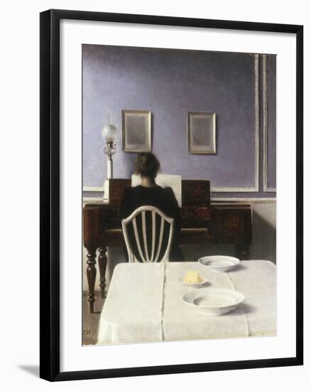 Interior with a Girl at the Clavier, 1901-Vilhelm Hammershoi-Framed Giclee Print