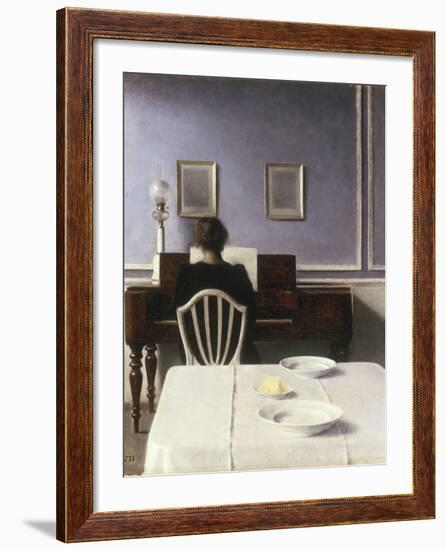 Interior with a Girl at the Clavier, 1901-Vilhelm Hammershoi-Framed Giclee Print