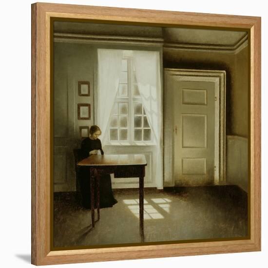 Interior with a Lady, 1901-Vilhelm Hammershoi-Framed Premier Image Canvas