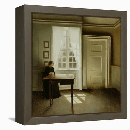 Interior with a Lady, 1901-Vilhelm Hammershoi-Framed Premier Image Canvas