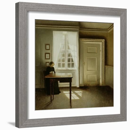 Interior with a Lady, 1901-Vilhelm Hammershoi-Framed Giclee Print