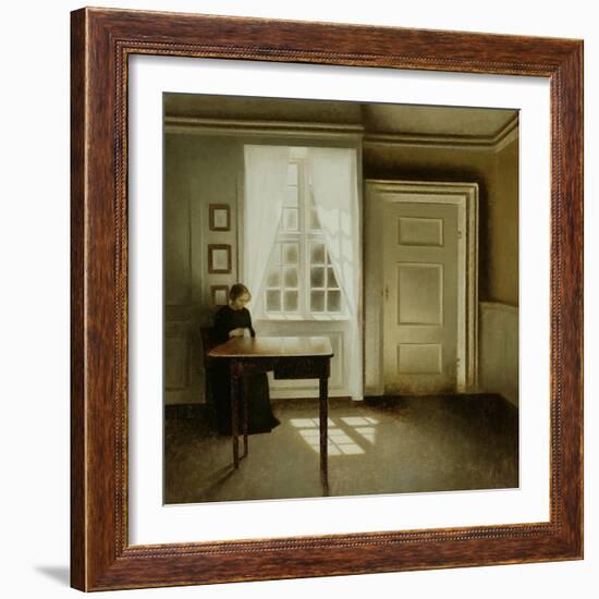 Interior with a Lady, 1901-Vilhelm Hammershoi-Framed Giclee Print