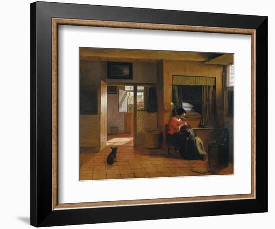 Interior with a Mother Delousing Her Child's Hair (A Mother's Dut), 1659-1660-Pieter de Hooch-Framed Giclee Print