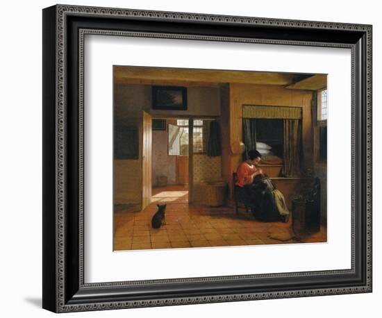 Interior with a Mother Delousing Her Child's Hair (A Mother's Dut), 1659-1660-Pieter de Hooch-Framed Giclee Print