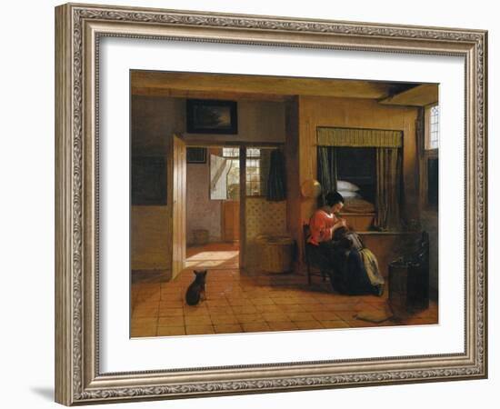 Interior with a Mother Delousing Her Child's Hair (A Mother's Dut), 1659-1660-Pieter de Hooch-Framed Giclee Print