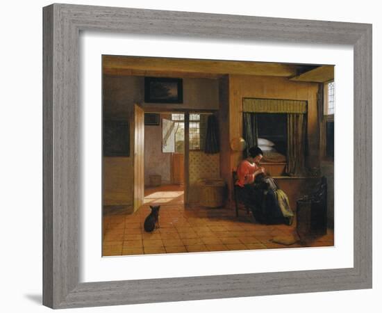 Interior with a Mother Delousing Her Child's Hair (A Mother's Dut), 1659-1660-Pieter de Hooch-Framed Giclee Print