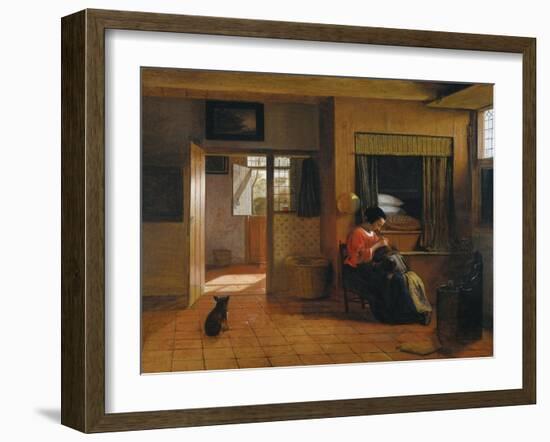 Interior with a Mother Delousing Her Child's Hair (A Mother's Dut), 1659-1660-Pieter de Hooch-Framed Giclee Print