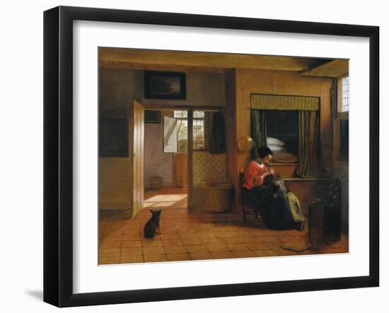 Interior with a Mother Delousing Her Child's Hair (A Mother's Dut), 1659-1660-Pieter de Hooch-Framed Giclee Print