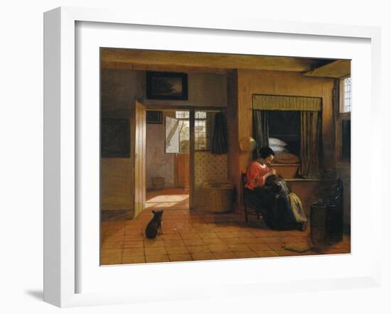 Interior with a Mother Delousing Her Child's Hair (A Mother's Dut), 1659-1660-Pieter de Hooch-Framed Giclee Print