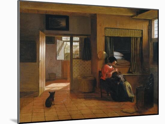 Interior with a Mother Delousing Her Child's Hair (A Mother's Dut), 1659-1660-Pieter de Hooch-Mounted Giclee Print