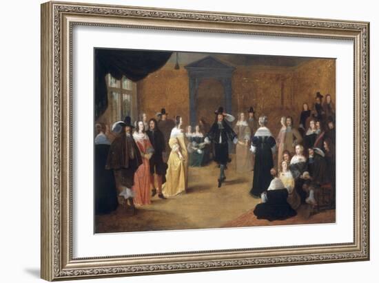 Interior with a Music Party and an Elegant Couple Dancing-Hieronymus Janssens-Framed Giclee Print