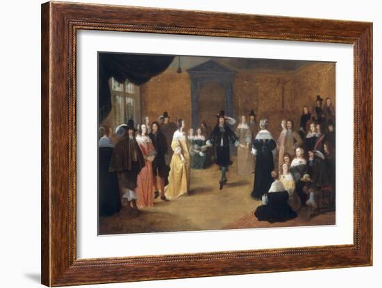 Interior with a Music Party and an Elegant Couple Dancing-Hieronymus Janssens-Framed Giclee Print