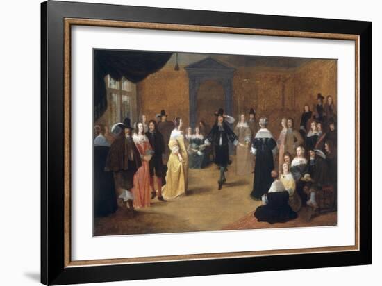 Interior with a Music Party and an Elegant Couple Dancing-Hieronymus Janssens-Framed Giclee Print