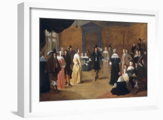 Interior with a Music Party and an Elegant Couple Dancing-Hieronymus Janssens-Framed Giclee Print