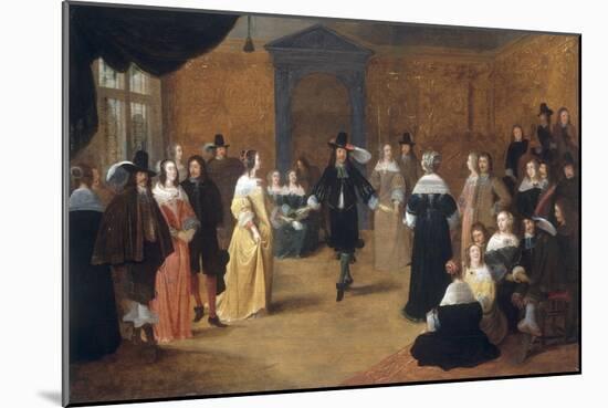 Interior with a Music Party and an Elegant Couple Dancing-Hieronymus Janssens-Mounted Giclee Print