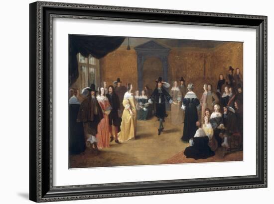 Interior with a Music Party and an Elegant Couple Dancing-Hieronymus Janssens-Framed Giclee Print