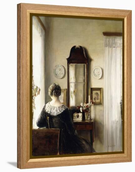 Interior with a Seated Woman by a Window-Carl Holsoe-Framed Premier Image Canvas