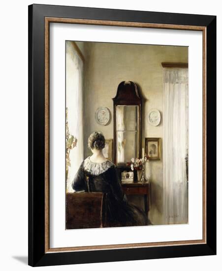 Interior with a Seated Woman by a Window-Carl Holsoe-Framed Giclee Print