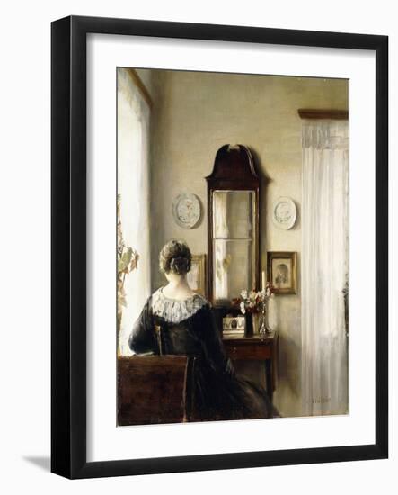 Interior with a Seated Woman by a Window-Carl Holsoe-Framed Giclee Print