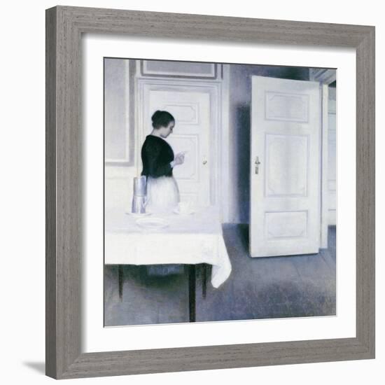 Interior with a Woman Reading a Letter, Strandgade 30-Vilhelm Hammershoi-Framed Giclee Print