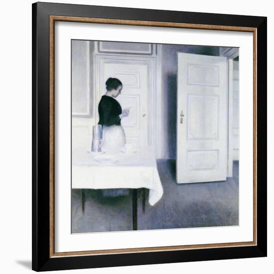 Interior with a Woman Reading a Letter, Strandgade 30-Vilhelm Hammershoi-Framed Giclee Print