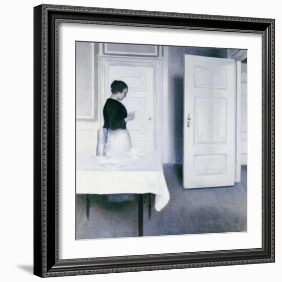 Interior with a Woman Reading a Letter, Strandgade 30-Vilhelm Hammershoi-Framed Giclee Print