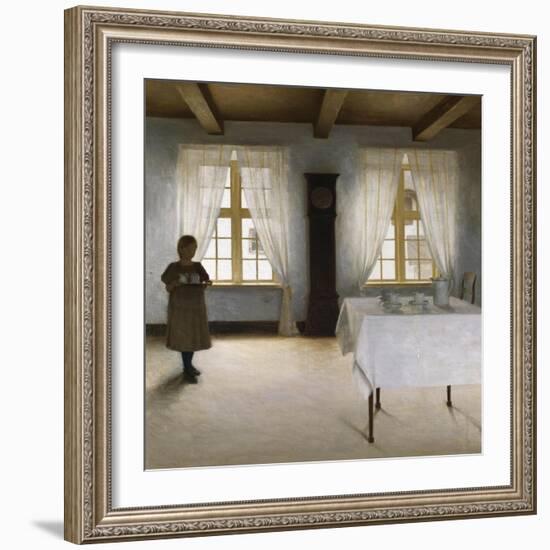 Interior with a Young Girl Serving Tea, 1901-Peter Ilsted-Framed Giclee Print