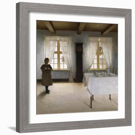 Interior with a Young Girl Serving Tea, 1901-Peter Ilsted-Framed Giclee Print