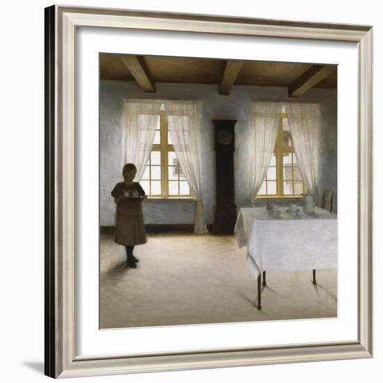 Interior with a Young Girl Serving Tea, 1901-Peter Ilsted-Framed Giclee Print