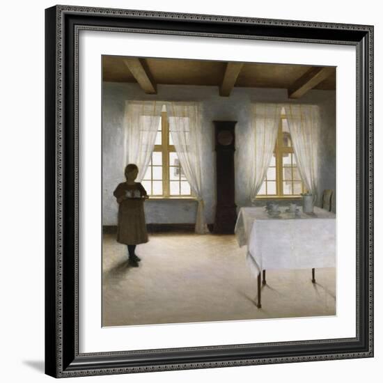 Interior with a Young Girl Serving Tea, 1901-Peter Ilsted-Framed Giclee Print