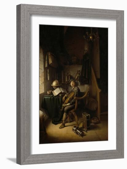 Interior with a Young Violinist, 1637 (Panel)-Gerrit Dou-Framed Giclee Print