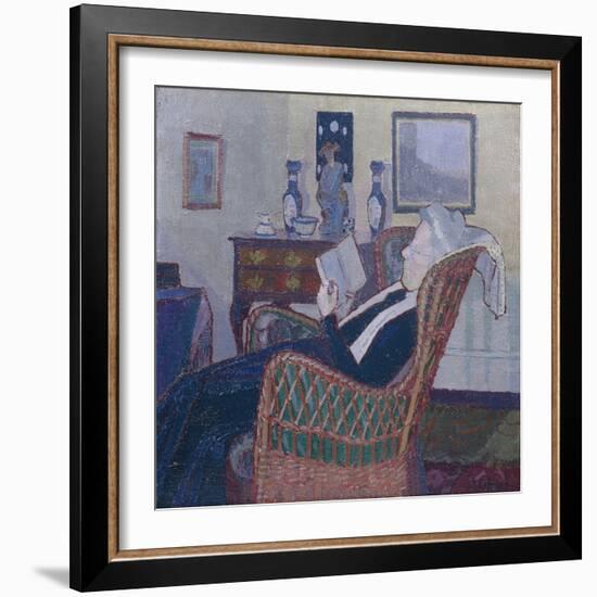 Interior with Artist's Mother 1917-18 (Oil on Canvas)-Harold Gilman-Framed Giclee Print