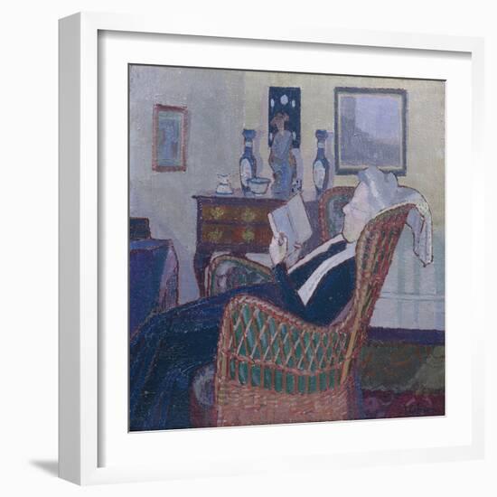 Interior with Artist's Mother 1917-18 (Oil on Canvas)-Harold Gilman-Framed Giclee Print