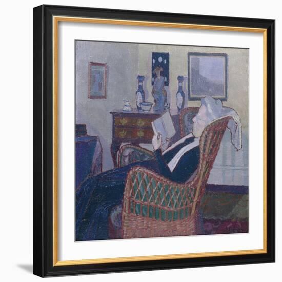 Interior with Artist's Mother 1917-18 (Oil on Canvas)-Harold Gilman-Framed Giclee Print