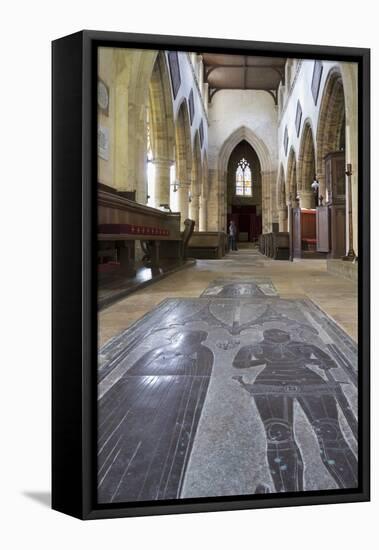 Interior with Brasses, St Michaels Church, Great Tew, Oxfordshire, England, United Kingdom-Nick Servian-Framed Premier Image Canvas