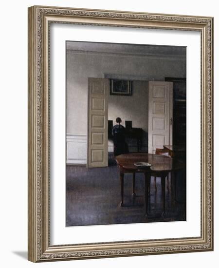 Interior with Ida Playing the Piano-Vilhelm Hammershoi-Framed Giclee Print