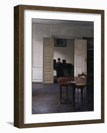 Interior with Ida Playing the Piano-Vilhelm Hammershoi-Framed Giclee Print