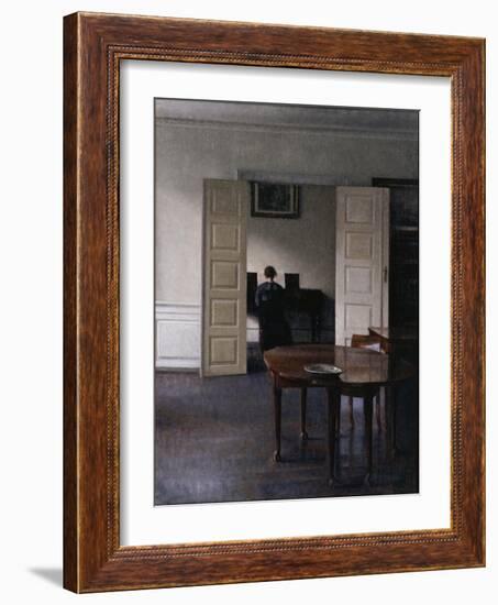 Interior with Ida Playing the Piano-Vilhelm Hammershoi-Framed Giclee Print