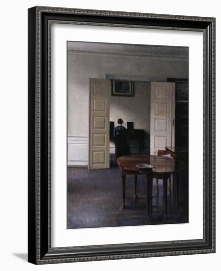 Interior with Ida Playing the Piano-Vilhelm Hammershoi-Framed Giclee Print