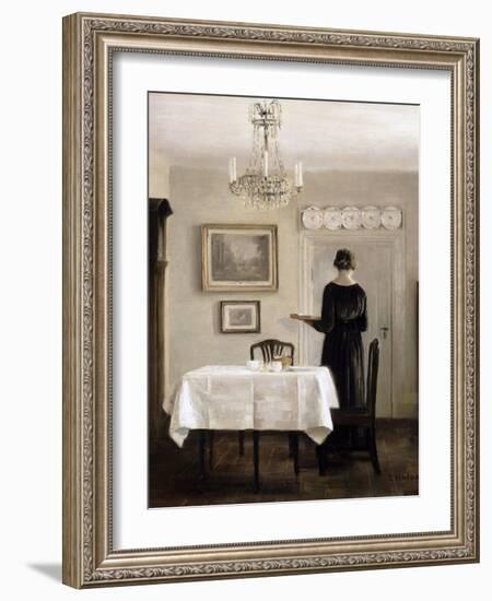 Interior with Lady Carrying Tray,C.1905-Carl Holsoe-Framed Giclee Print