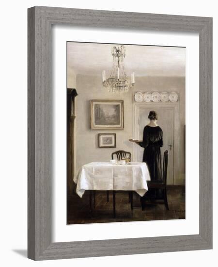 Interior with Lady Carrying Tray,C.1905-Carl Holsoe-Framed Giclee Print