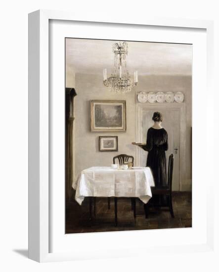 Interior with Lady Carrying Tray,C.1905-Carl Holsoe-Framed Giclee Print
