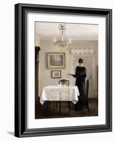 Interior with Lady Carrying Tray,C.1905-Carl Holsoe-Framed Giclee Print